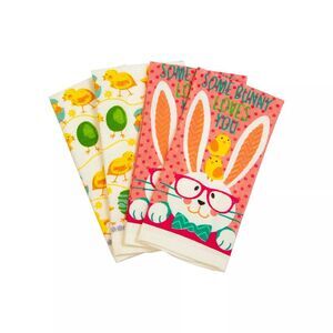 Some Bunny Loves You Easter Themed Four-Piece Kitchen Towel Set